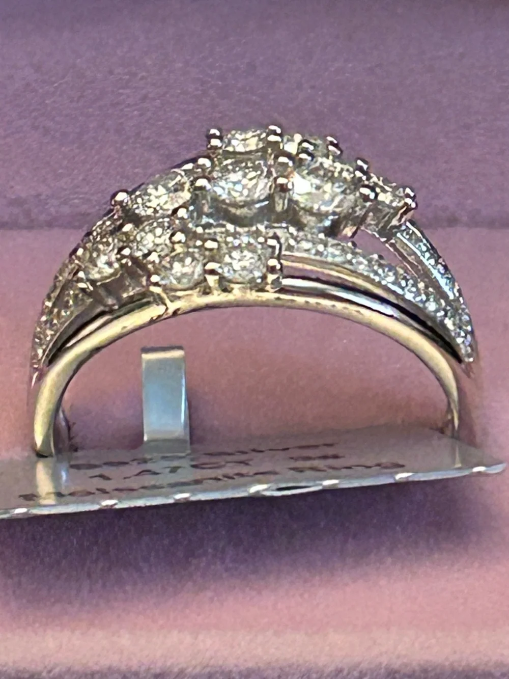 1.47CTW White Moissanite Multi-Row Scatter Statement Band Ring S925 Silver Sz 9